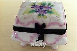 Hand Painted Rochard Limoges France Signed MC Footed Chest Trinket Box