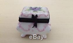 Hand Painted Rochard Limoges France Signed MC Footed Chest Trinket Box