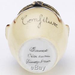 Hinged Limoges Porcelain Jam Jar withSquirrel Trinket Box