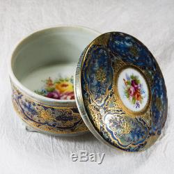 Incredible Occupied Japan Hand Painted Gold Leaf Porcelain Casket Trinket Box