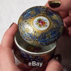Incredible Occupied Japan Hand Painted Gold Leaf Porcelain Casket Trinket Box