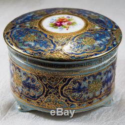 Incredible Occupied Japan Hand Painted Gold Leaf Porcelain Casket Trinket Box