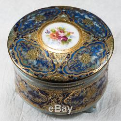 Incredible Occupied Japan Hand Painted Gold Leaf Porcelain Casket Trinket Box