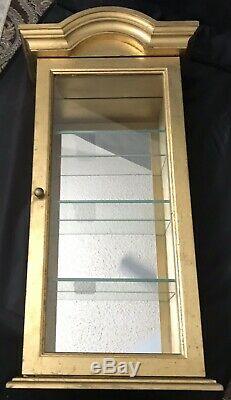 Italian Gold Limoges Collectibles Mirrored Curio Cabinet Vitrine