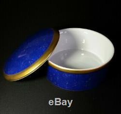 L'OBJET LAPIS ROUND BOX Limoges Porcelain Hand Detailed in 24K Gold Elad Yifrach