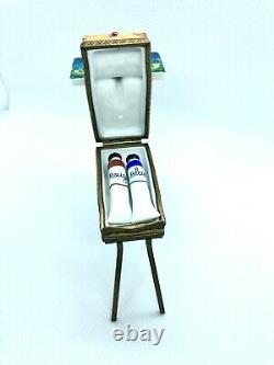 LE Limoges Trinket Box Artist Easel Articulated Legs Notre Dame France