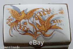 Le Tallec Paris France Porcelain Hand Painted French Limoges Box Birds Gold