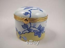 LE TALLEC for TIFFANY & Co Limoges Blue & Yellow Flowers Fleurs Trinket Box