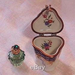 LIMOGE PARRY VIEILLE PIENT MAIN WithHERON TR. BOX & PERFUME VIAL WithTINY FUNNEL