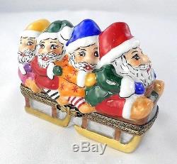 Limoges Box Christopher Radko Bob Squad Santa Claus Elves Sled Christmas