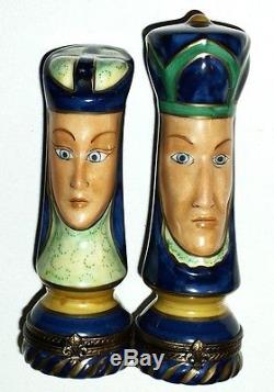 Limoges Box Rochard Matching King & Queen Chess Pieces Games Two Box Set