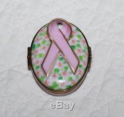 LIMOGES BREAST CANCER TRINKET BOX Hope Healing Remembrance France Rochard Heart