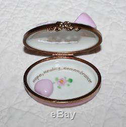 LIMOGES BREAST CANCER TRINKET BOX Hope Healing Remembrance France Rochard Heart