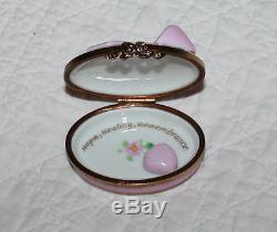 LIMOGES BREAST CANCER TRINKET BOX Hope Healing Remembrance France Rochard Heart