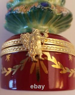 LIMOGES Box Christmas Tree with Red Stand France Never Displayed