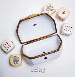 LIMOGES Box Rare Poker Game Limoges France Trinket Box with Original Dice Set
