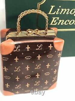 LIMOGES CL Designer Louis French Logo Kelly HandbagFleur LisHand Painted Box