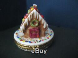 LIMOGES FRANCE Artoria Peint Main Holiday GINGERBREAD HOUSE Numbered Trinket Box