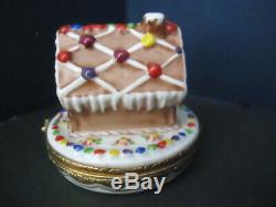 LIMOGES FRANCE Artoria Peint Main Holiday GINGERBREAD HOUSE Numbered Trinket Box
