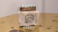 LIMOGES FRANCE Genuine Hnd Painted Trinket Box Beach Hut Changing Station Cabana