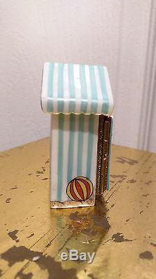 LIMOGES FRANCE Genuine Hnd Painted Trinket Box Beach Hut Changing Station Cabana