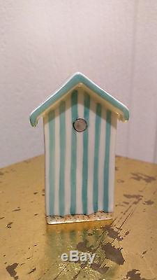 LIMOGES FRANCE Genuine Hnd Painted Trinket Box Beach Hut Changing Station Cabana