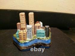 LIMOGES FRANCE NEW YORK CITY LANDMARKS TWIN TOWERS TRINKET BOX Numbered S/N LE
