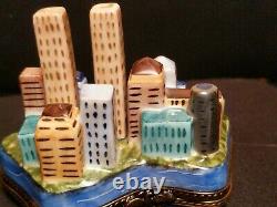 LIMOGES FRANCE NEW YORK CITY LANDMARKS TWIN TOWERS TRINKET BOX Numbered S/N LE