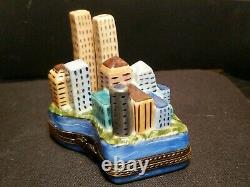 LIMOGES FRANCE NEW YORK CITY LANDMARKS TWIN TOWERS TRINKET BOX Numbered S/N LE