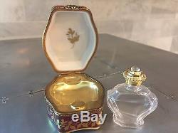 LIMOGES FRANCE Perfume Lovers Scene Hinged Trinket Box Peint Main MARQUE DEPOSEE