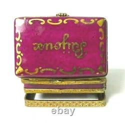 LIMOGES FRANCE TRINKET BOX PEINT MAIN DBL-HINGED BIJOUX CHEST WithJEWELLERY RTD