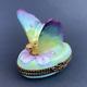 Limoges Figural 3d Butterfly Hand Painted Hinged Porcelain Trinket Box Pv France