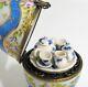 Limoges France Egg Trinket Box With Stand Mini Tea Set Uk Royal Coat Of Arms Clasp