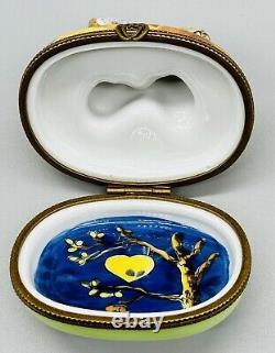 LIMOGES France Laclaire Owls in Love Peint Main Hinged Trinket Box 2.5 inch