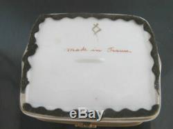 LIMOGES Hand Painted FLORAL Porcelain Gilt SEVRES French Hinged Trinket Box