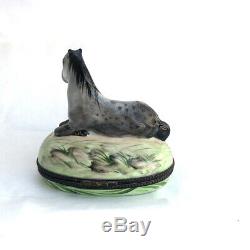 LIMOGES Hand Painted Grey Gray Dapple Horse Trinket Box AUTHENTIC