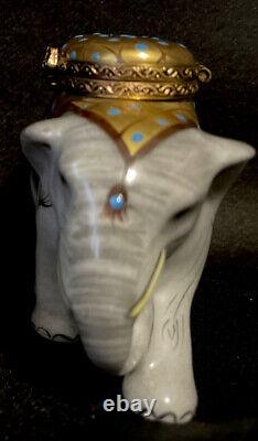 LIMOGES Indian Elephant Gold Saddle Trinket Box Parry Vielle Hand Paint France