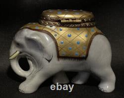 LIMOGES Indian Elephant Gold Saddle Trinket Box Parry Vielle Hand Paint France