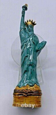 LIMOGES LG HAND PAINTED & Hand Made STATUE OF LIBERTY TRINKET BOX