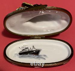 LIMOGES Limited Edition Sinking Titanic Ship Box With Life Boats Peint Main RCM