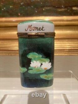 LIMOGES PORCELAIN Trinket Box Monet Water Lilies Hand Painted