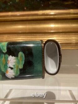 LIMOGES PORCELAIN Trinket Box Monet Water Lilies Hand Painted