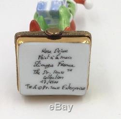 LIMOGES Peint Main Dr. Seuss' THE GRINCH 17/1500 Santa Sitting on Gifts Figurine