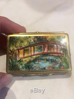 LIMOGES Porcelain Monet Bridge Painting Trinket Gift Box