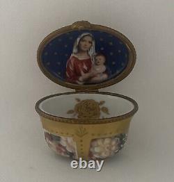 LIMOGES REHAUSSE MAIN ROCHARD TRINKET BOX With MOTHER and CHILD On the Inside