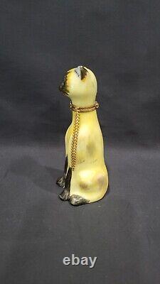 LIMOGES ROCHARD SIAMESE CAT Sitting Hinged TRINKET BOX with Chain, FRANCE