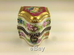 LIMOGES Rehausse Main Large Trinket Box with 3 Jewel Top Perfume Bottles FUNNEL
