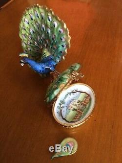 LIMOGES TRINKET BOX PEACOCK WithREMOVABLE PLUME FEATHERRAPEXCELLENT! WOWRARE