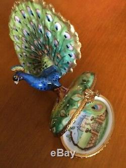 LIMOGES TRINKET BOX PEACOCK WithREMOVABLE PLUME FEATHERRAPEXCELLENT! WOWRARE