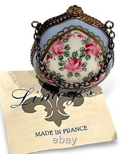 LIMOGES TRINKET BOX Purse Peint Main 11/500 Ltd Ed Porcelain France Provenance